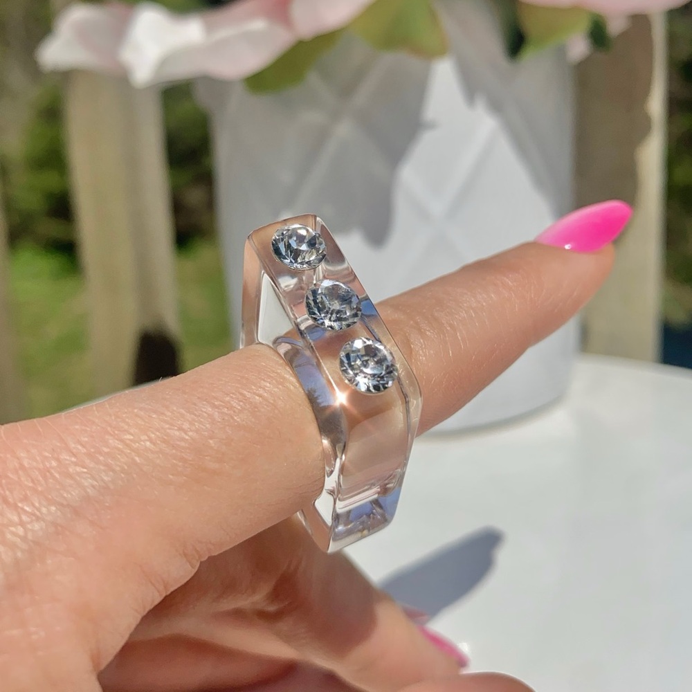 Acrylic Crystal Ring Embellished With Genuine“Crystal Stone Elements” New!
